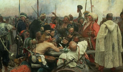 Les cosaques de Zaporozhye écrivant une lettre au sultan turc, 1890-91